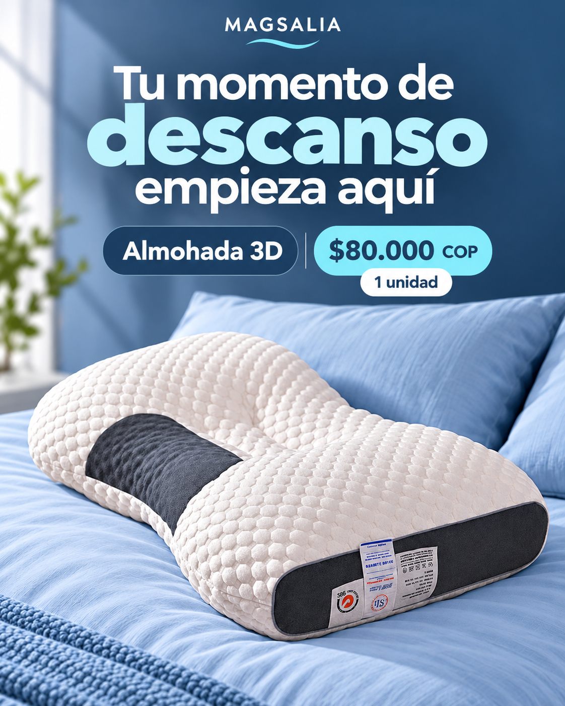 Almohada 3d De Algodon Full Calidad